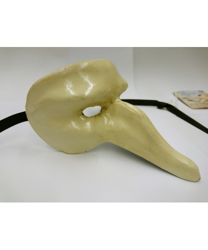 Сувенирная венецианская маска Scaramuccia (бежевая), папье-маше (Италия)